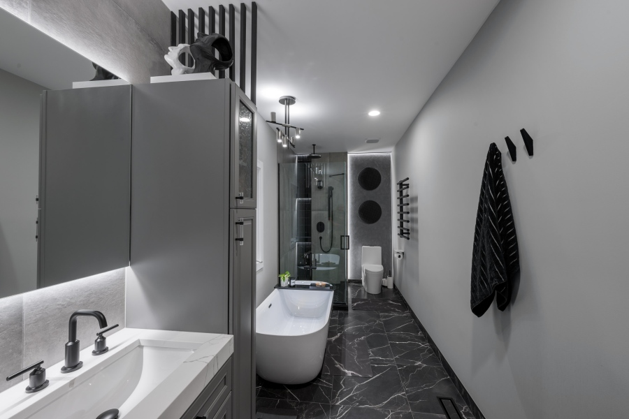 Modern Master Bathroom wide View 2